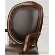 Pemberly Row Bonded Leather Cherry Finish Solid Wood Accent Chair