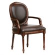 Pemberly Row Bonded Leather Cherry Finish Solid Wood Accent Chair