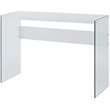 Pemberly Row Console Table in White Wood Finish and Clear Glass