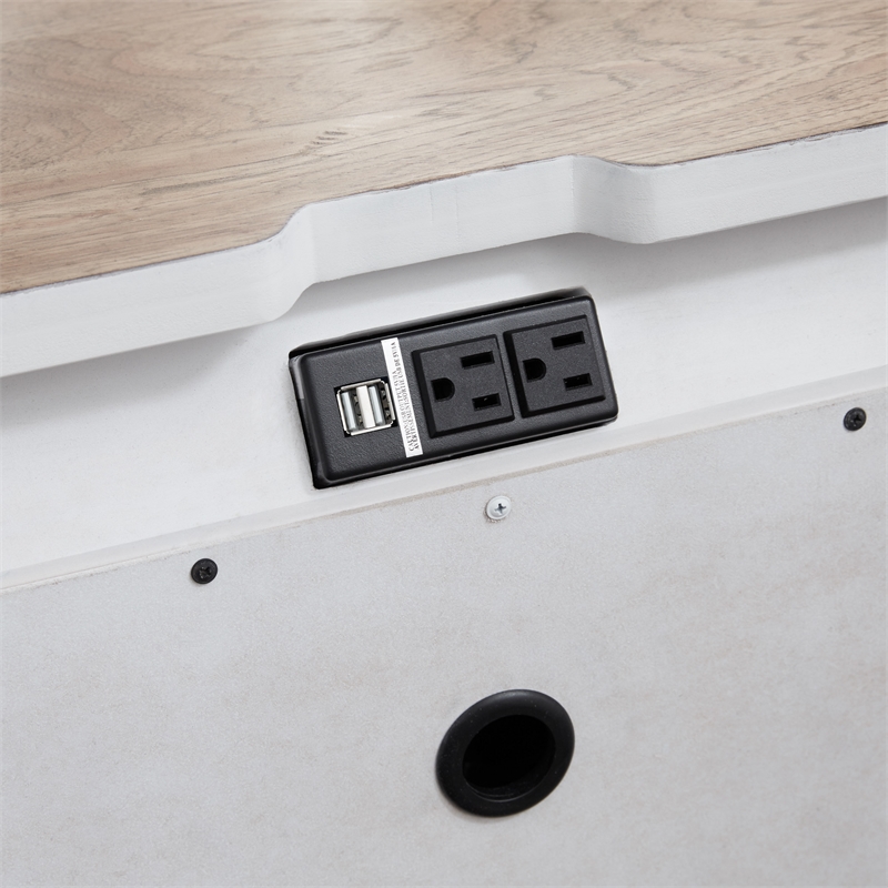 Pemberly Row Reimagined White 3 Drawer Night Stand with Charging Station