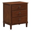 Pemberly Row Contemporary Contemporary Brown Finished Wood 3-Drawer Nightstand
