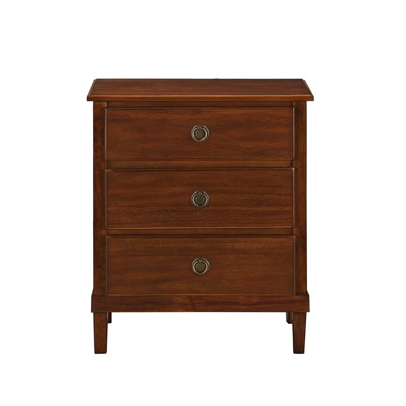 Pemberly Row Contemporary Contemporary Brown Finished Wood 3-Drawer Nightstand