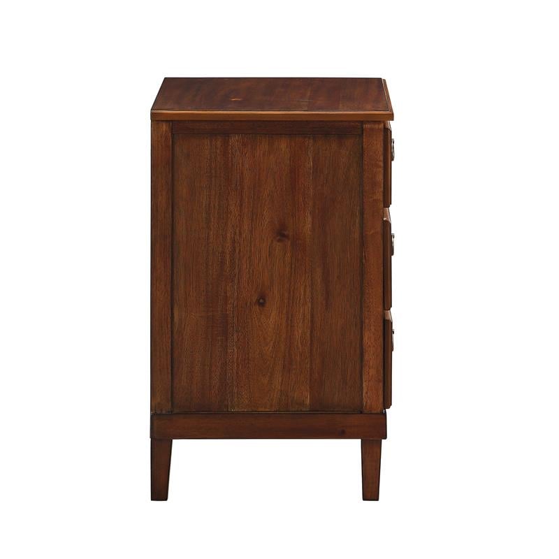 Pemberly Row Contemporary Contemporary Brown Finished Wood 3-Drawer Nightstand