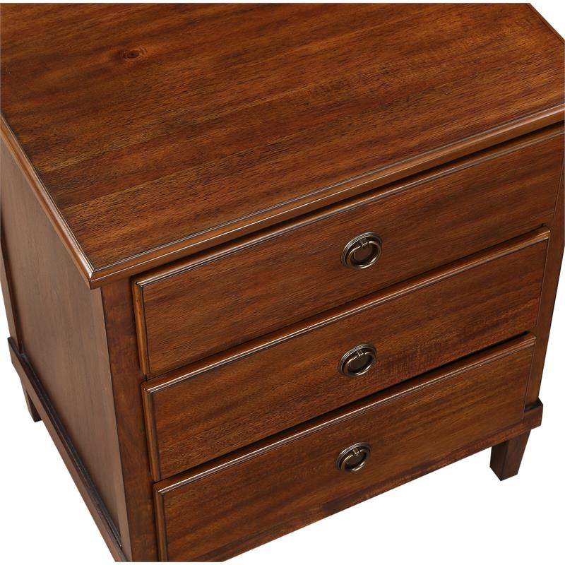Pemberly Row Contemporary Contemporary Brown Finished Wood 3-Drawer Nightstand