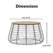 Pemberly Row Modern Metal and Wood Top Round Coffee Table in Black