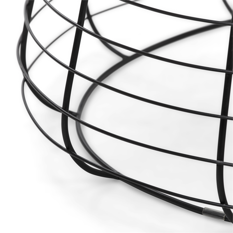 Pemberly Row Modern Metal and Wood Top Round Coffee Table in Black