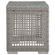 Pemberly Row Rattan & Glass Top Patio End Table in Gray Finish