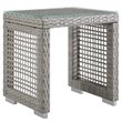 Pemberly Row Rattan & Glass Top Patio End Table in Gray Finish