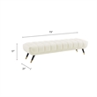 Pemberly Row Tufted Performance Velvet Bench in Ivory and Black
