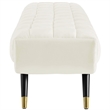 Pemberly Row Tufted Performance Velvet Bench in Ivory and Black