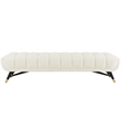 Pemberly Row Tufted Performance Velvet Bench in Ivory and Black