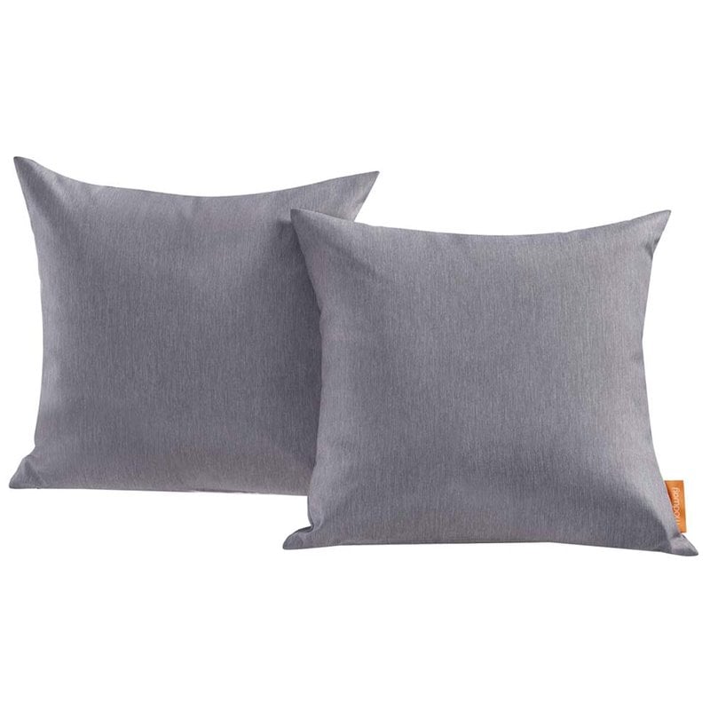 Pemberly Row 2-Piece Modern Fabric Outdoor Patio Pillow Set in Gray