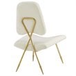 Pemberly Row Performance Velvet Lounge Chair in Ivory and Gold