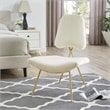 Pemberly Row Performance Velvet Lounge Chair in Ivory and Gold