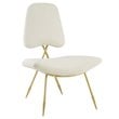 Pemberly Row Performance Velvet Lounge Chair in Ivory and Gold