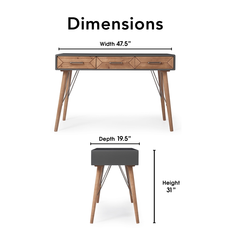 Pemberly Row Modern / Contemporary Wood Desk Console Table Gray