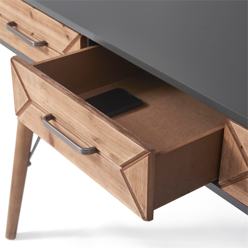 Pemberly Row Modern / Contemporary Wood Desk Console Table Gray