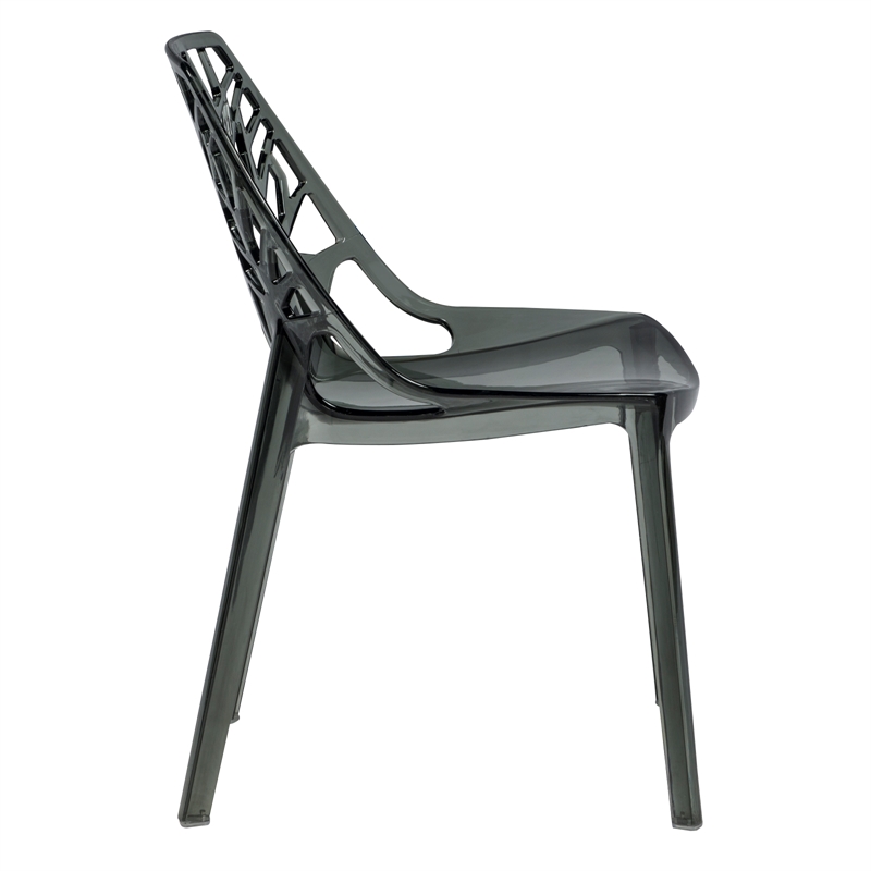Pemberly Row Modern Plastic Dining Side Chair in Black (Set of 4)