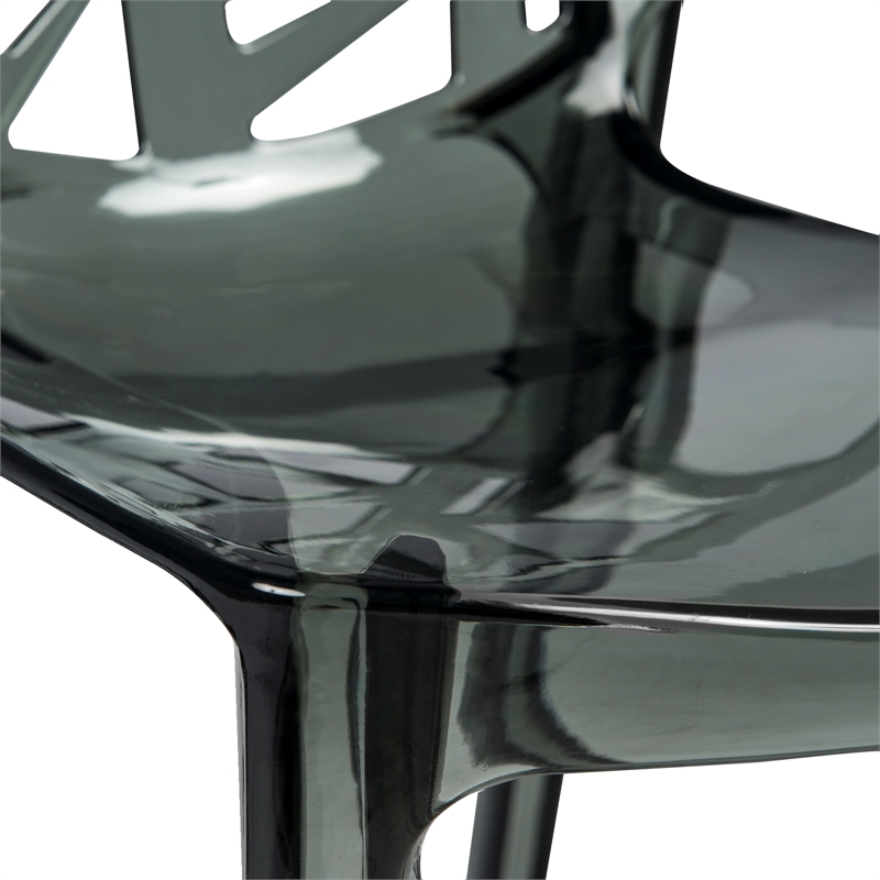 Pemberly Row Modern Plastic Dining Side Chair in Black (Set of 4)