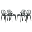 Pemberly Row Modern Plastic Dining Side Chair in Black (Set of 4)