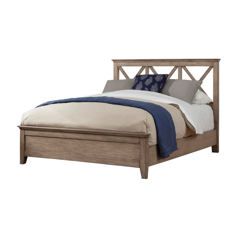 Pemberly Row Modern Full Size Wood Panel Bed in French Truffle