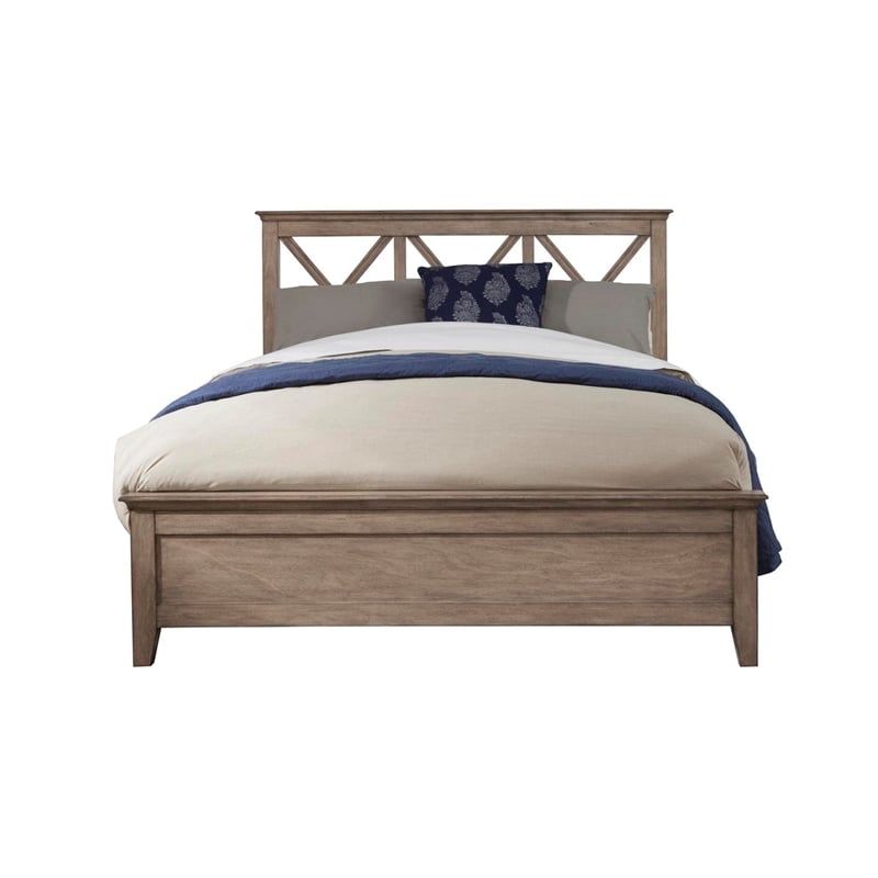 Pemberly Row Modern Full Size Wood Panel Bed in French Truffle