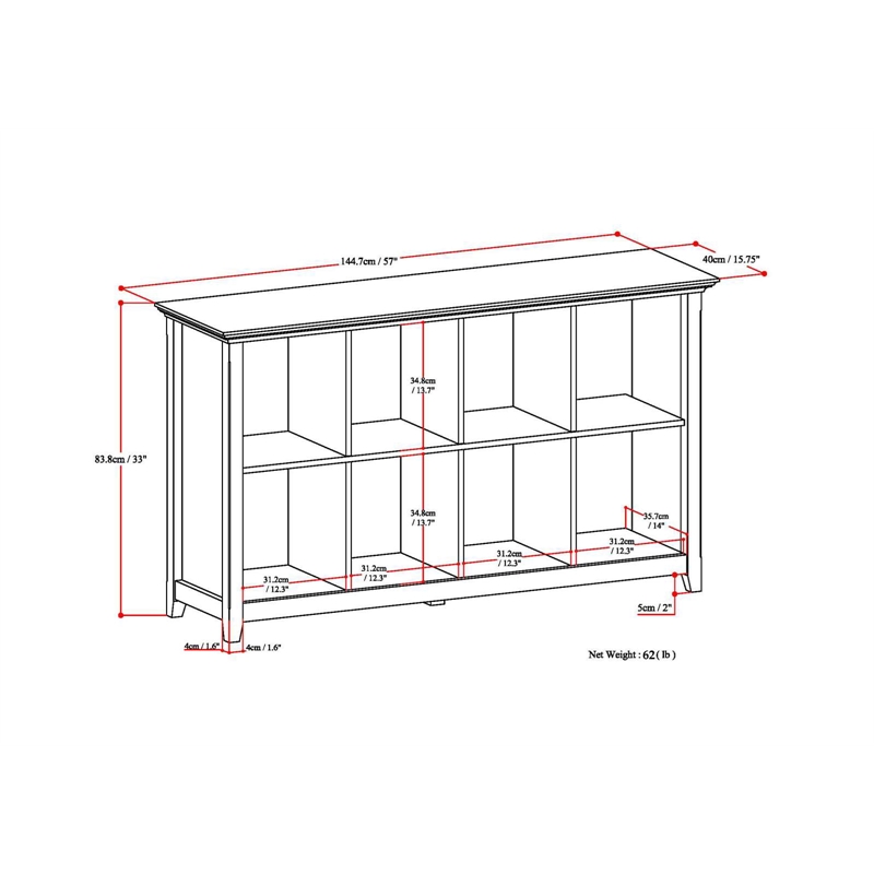 Pemberly Row Transitional Solid Wood 8 Cube Bookcase in Distressed Gray