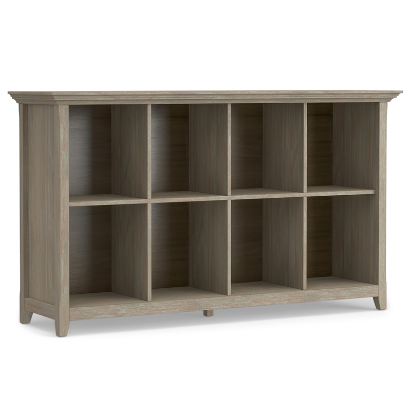 Pemberly Row Transitional Solid Wood 8 Cube Bookcase in Distressed Gray