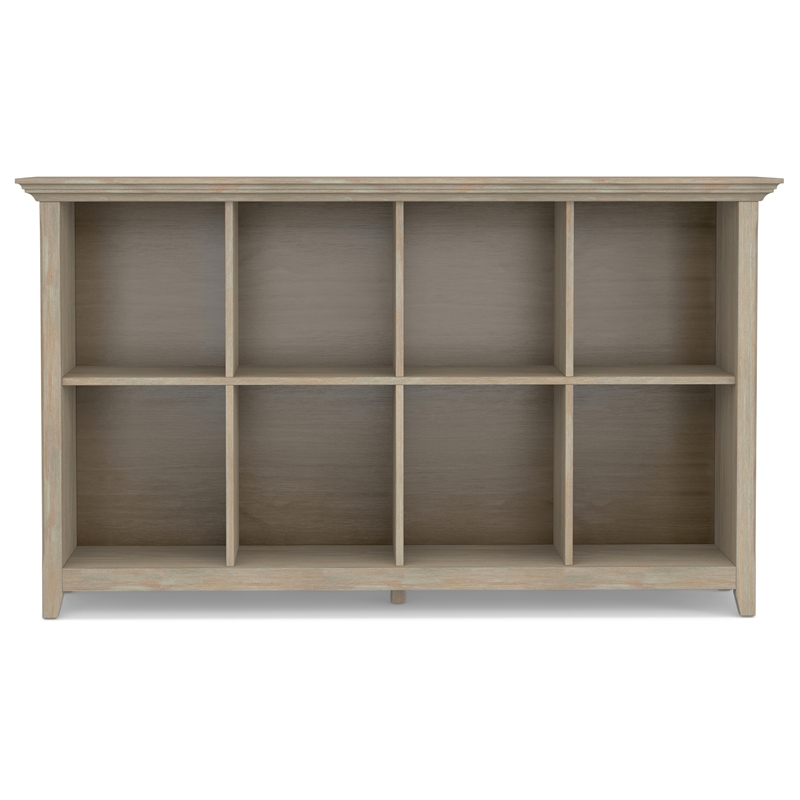 Pemberly Row Transitional Solid Wood 8 Cube Bookcase in Distressed Gray