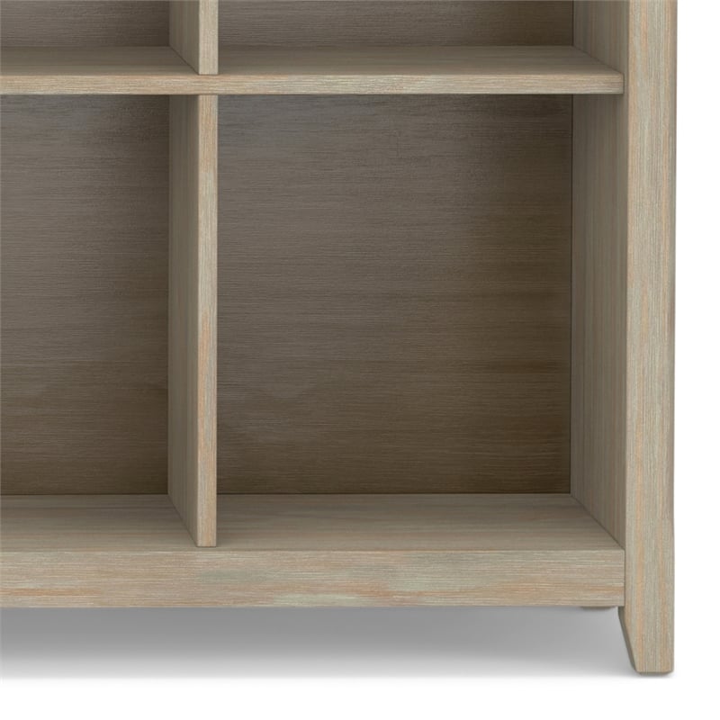 Pemberly Row Transitional Solid Wood 8 Cube Bookcase in Distressed Gray
