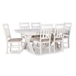 Pemberly Row 7 Piece Wood Dining Set X-Frame Padded Seats in Distressed White