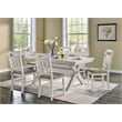 Pemberly Row 7 Piece Wood Dining Set X-Frame Padded Seats in Distressed White