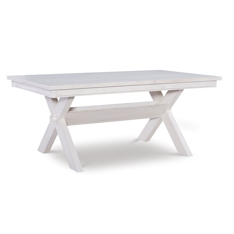 Pemberly Row 7 Piece Wood Dining Set X-Frame Padded Seats in Distressed White