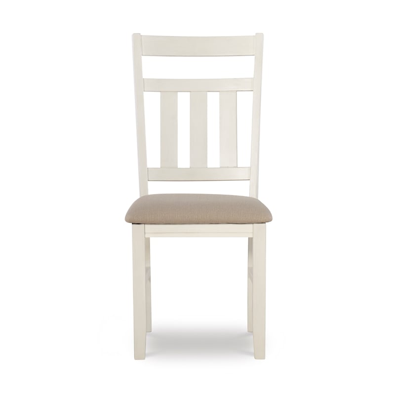 Pemberly Row 7 Piece Wood Dining Set X-Frame Padded Seats in Distressed White