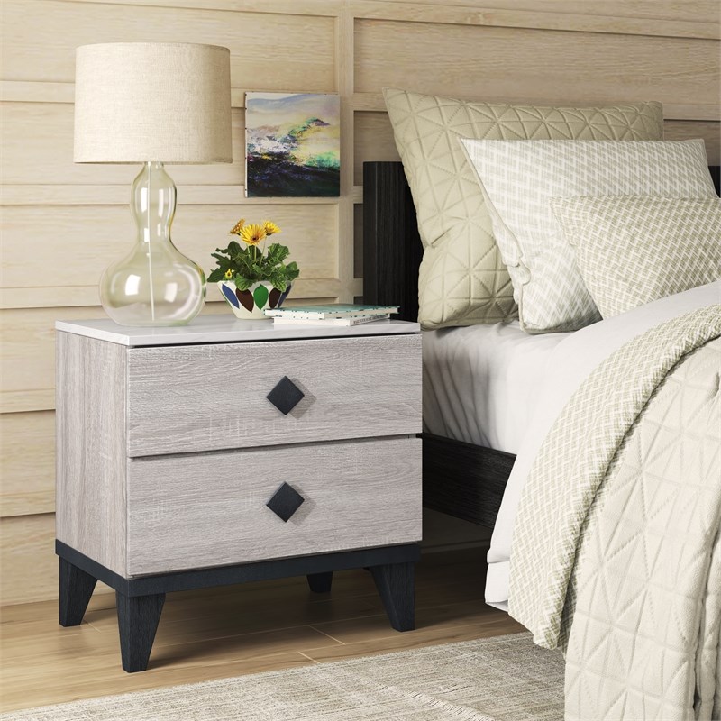 Pemberly Row Modern / Contemporary 2 Drawer Nightstand Beige