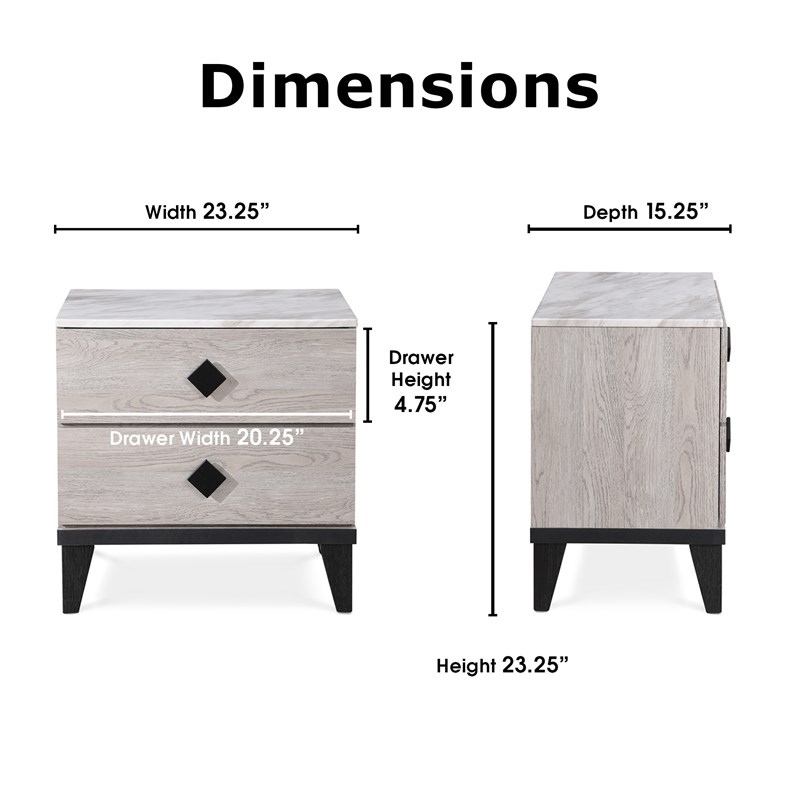 Pemberly Row Modern / Contemporary 2 Drawer Nightstand Beige