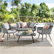Pemberly Row 4-Piece Wicker Rattan Patio Loveseat Set in Gray