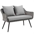 Pemberly Row 4-Piece Wicker Rattan Patio Loveseat Set in Gray