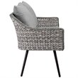 Pemberly Row 4-Piece Wicker Rattan Patio Loveseat Set in Gray
