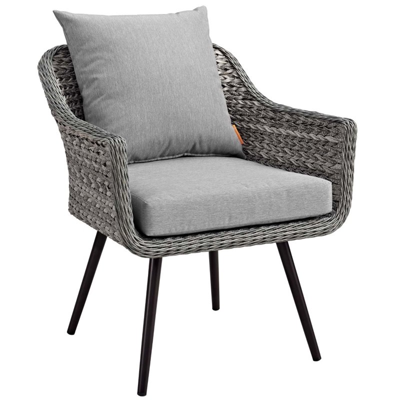 Pemberly Row 4-Piece Wicker Rattan Patio Loveseat Set in Gray