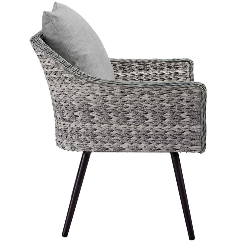 Pemberly Row 4-Piece Wicker Rattan Patio Loveseat Set in Gray