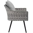 Pemberly Row 4-Piece Wicker Rattan Patio Loveseat Set in Gray