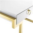 Pemberly Row Modern Stainless Steel Office Writing Desk in Gold/White