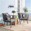 Pemberly Row Modern Fabric Outdoor Armchair in Slate/Charcoal (Set of 2)