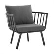 Pemberly Row Modern Fabric Outdoor Armchair in Slate/Charcoal (Set of 2)