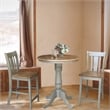 Pemberly Row Wood Distressed Hickory/Stone Counter Height Table With 2 Stools