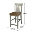 Pemberly Row Wood Distressed Hickory/Stone Counter Height Table With 2 Stools