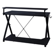 Pemberly Row Black and Carbon Gaming Desk with RGB LED Lights
