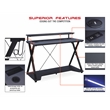 Pemberly Row Black and Carbon Gaming Desk with RGB LED Lights