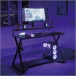 Pemberly Row Black and Carbon Gaming Desk with RGB LED Lights